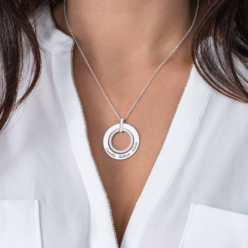 Engraved Circle Necklace in Sterling Silver product photo