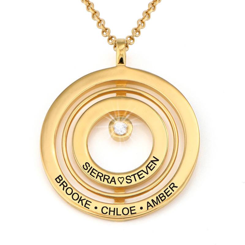 Engraved Circle of Life Necklace in 18ct Gold Vermeil with Diamond-4 product photo