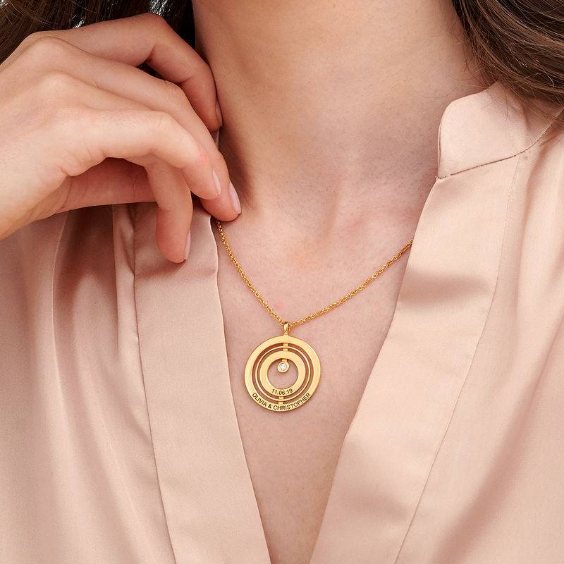 Engraved Circle of Life Necklace in 18ct Gold Vermeil with Diamond-3 product photo