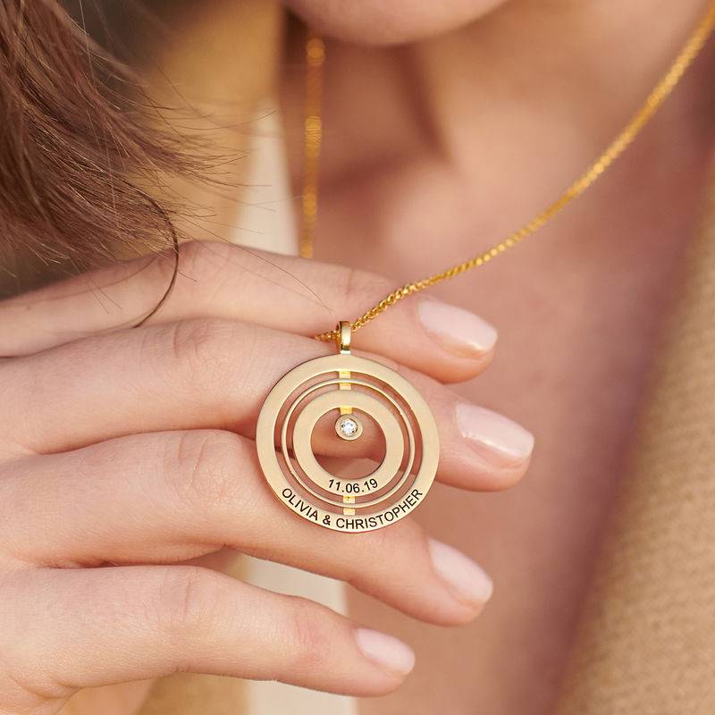 Engraved Circle of Life Necklace in 18ct Gold Vermeil with Diamond-2 product photo