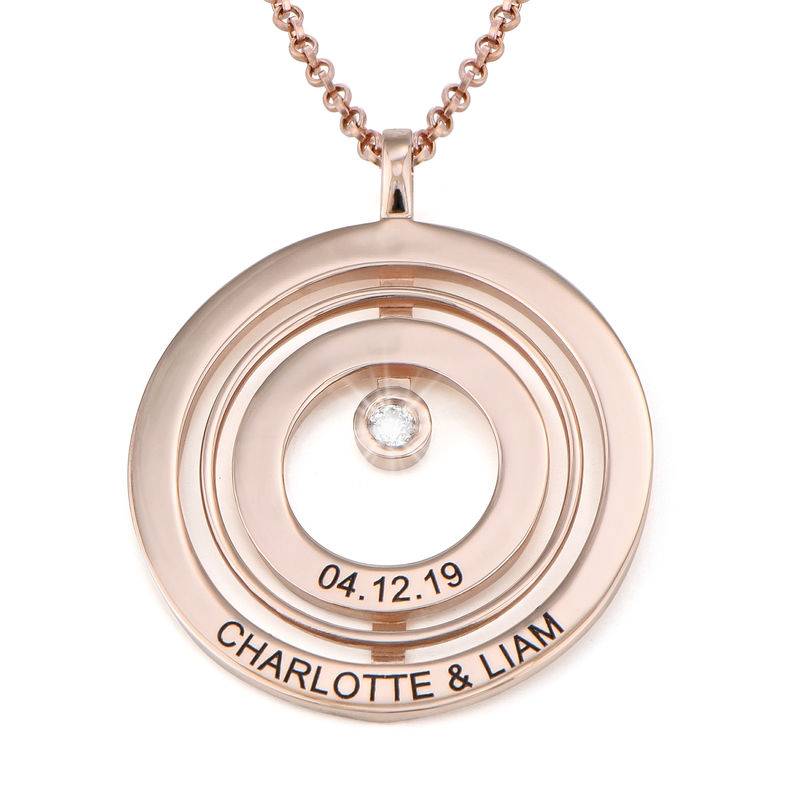 Collier Cercle de Vie Gravé en Plaqué Or Rose avec Diamant photo du produit