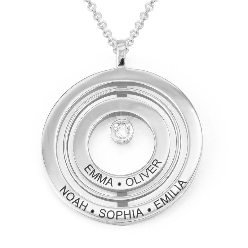 Engraved Circle of Life Necklace in Sterling Silver with Diamond product photo