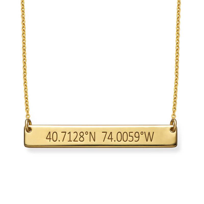 Engraved Coordinates Bar Necklace-3 product photo