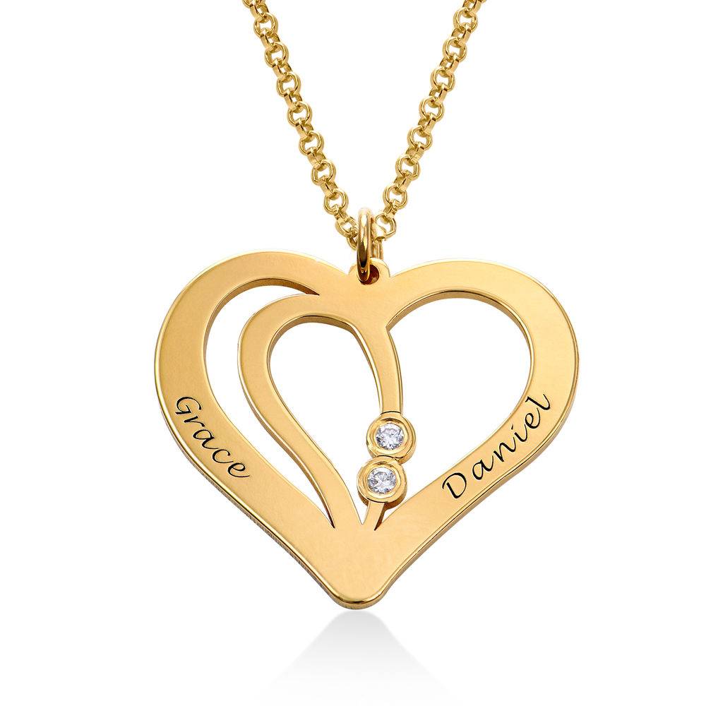 Engraved Couples Necklace in 18ct Gold Vermeil with Diamond product photo