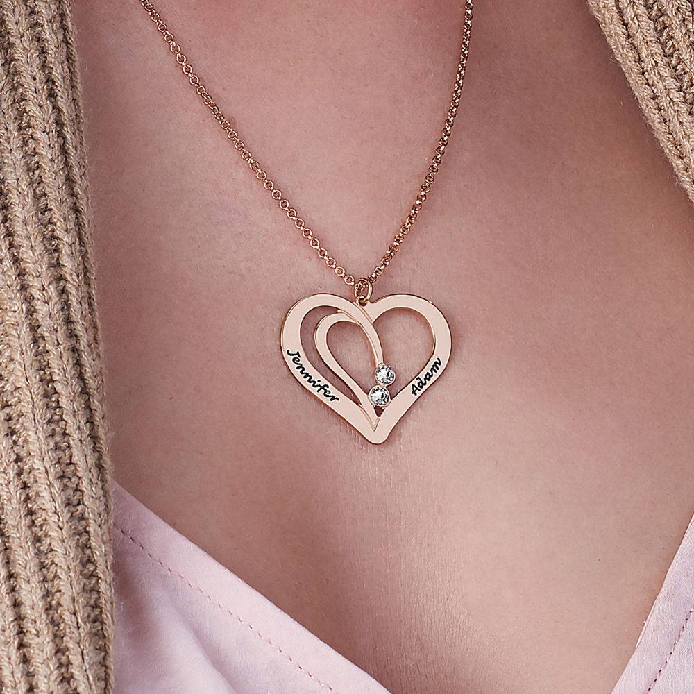 Engraved Couples Necklace in 18ct Rose Gold Plated with Diamond-1 product photo
