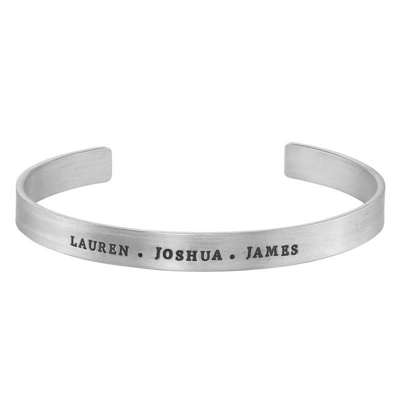 Engraved Men Cuff Bracelet in Silver-6 product photo