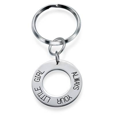 Engraved Disc Keychain in Sterling Silver product photo