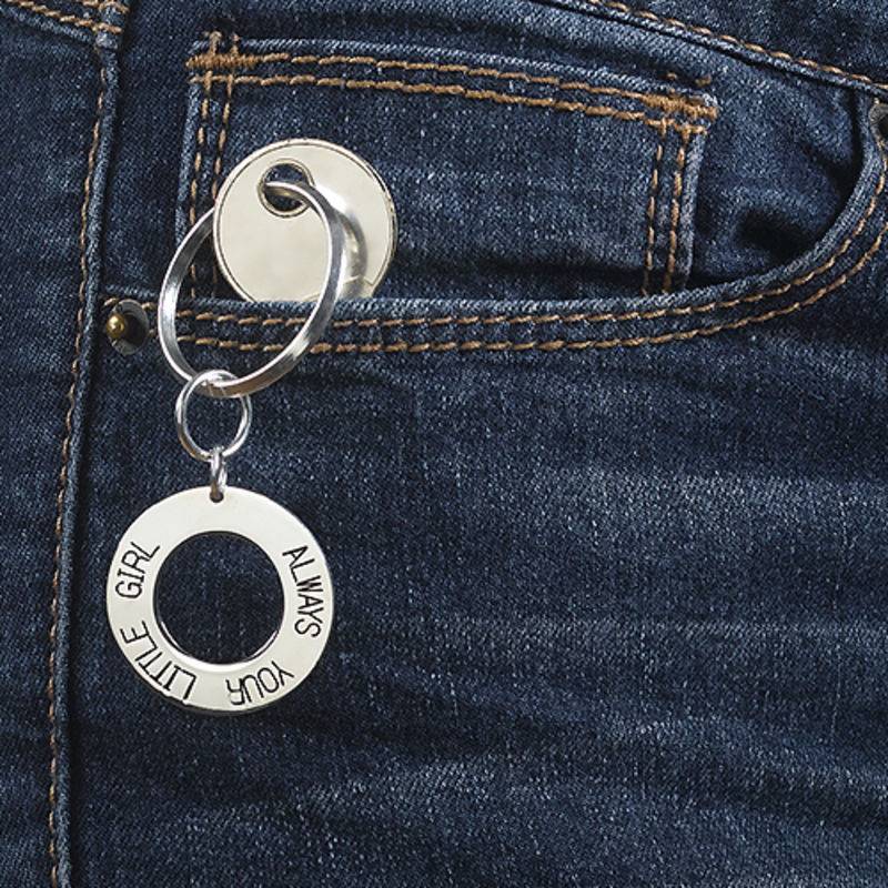 Engraved Disc Keyring in Sterling Silver product photo