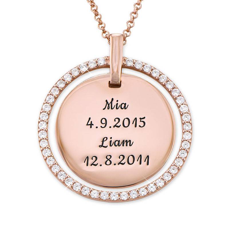 Engraved Disc Necklace in Rose Gold Plating product photo