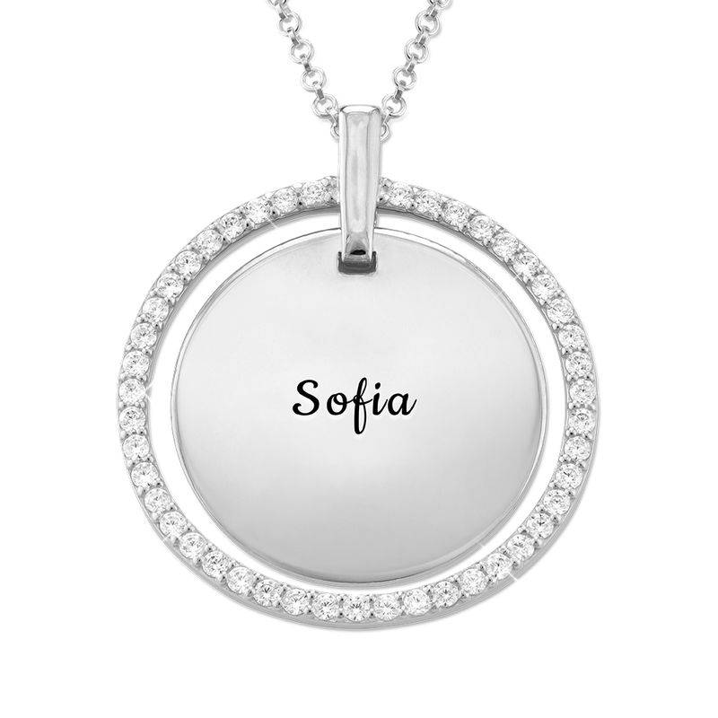 Engraved Disc Necklace in Sterling Silver-4 product photo