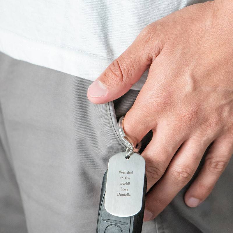 Engraved Dog Tag Keychain for Men in Stainless Steel-1 product photo