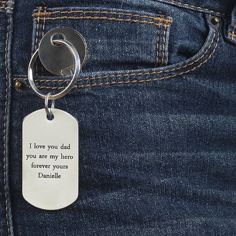 Engraved Dog Tag Keychain for Men in Stainless Steel-2 product photo