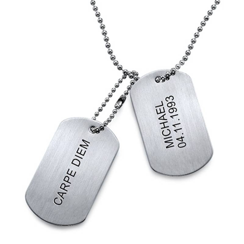 Engraved Dog Tags Necklace in Stainless Steel-2 product photo