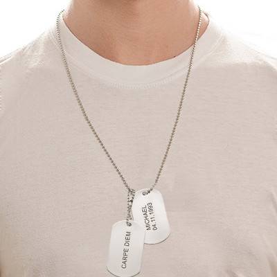 Engraved Dog Tags Necklace in Stainless Steel-3 product photo