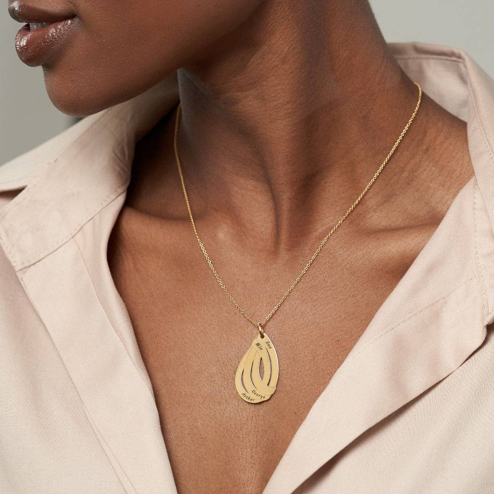 Engraved Drop Necklace in 18k Gold Plating-2 product photo