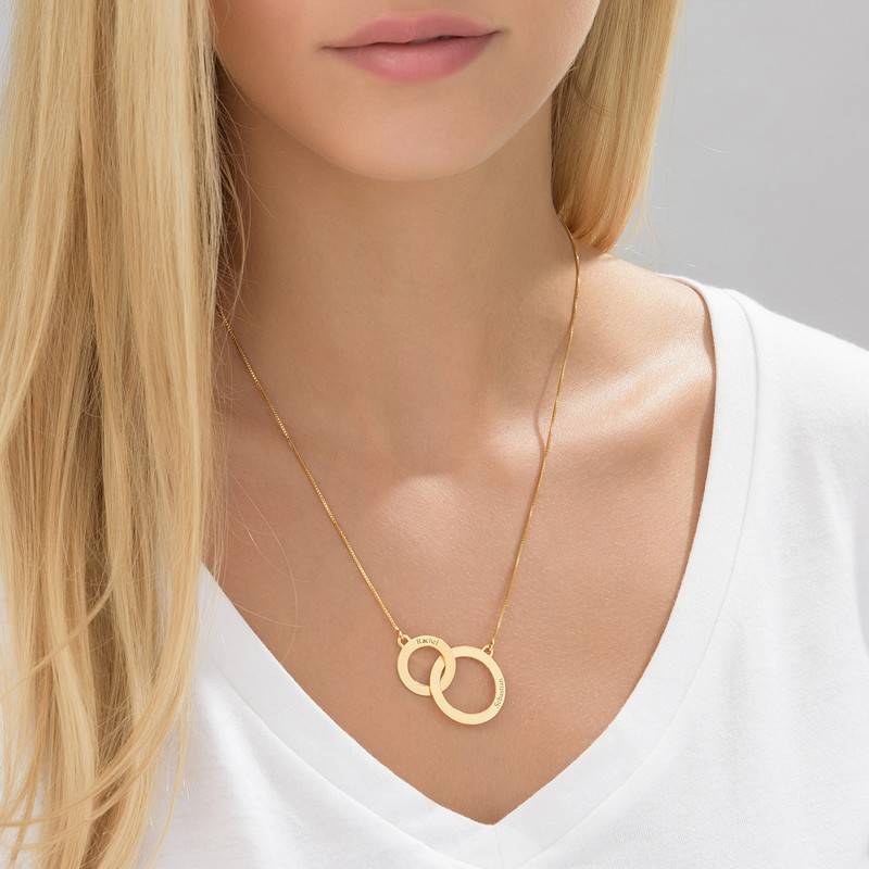 Engraved Eternity Circles Necklace in 18ct Gold Plating-2 product photo