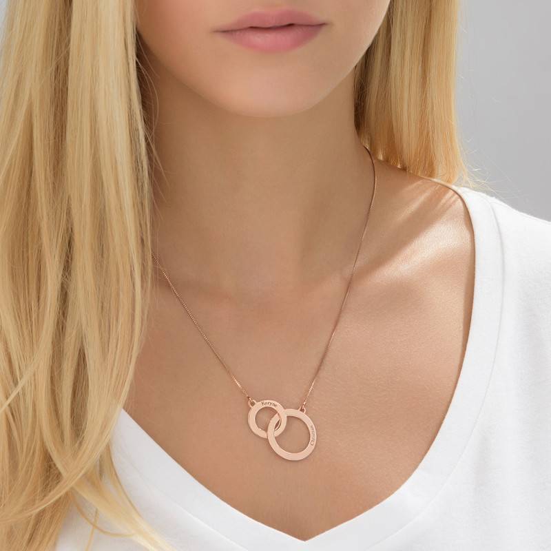 Engraved Eternity Circles Necklace in Rose Gold Plating-1 product photo
