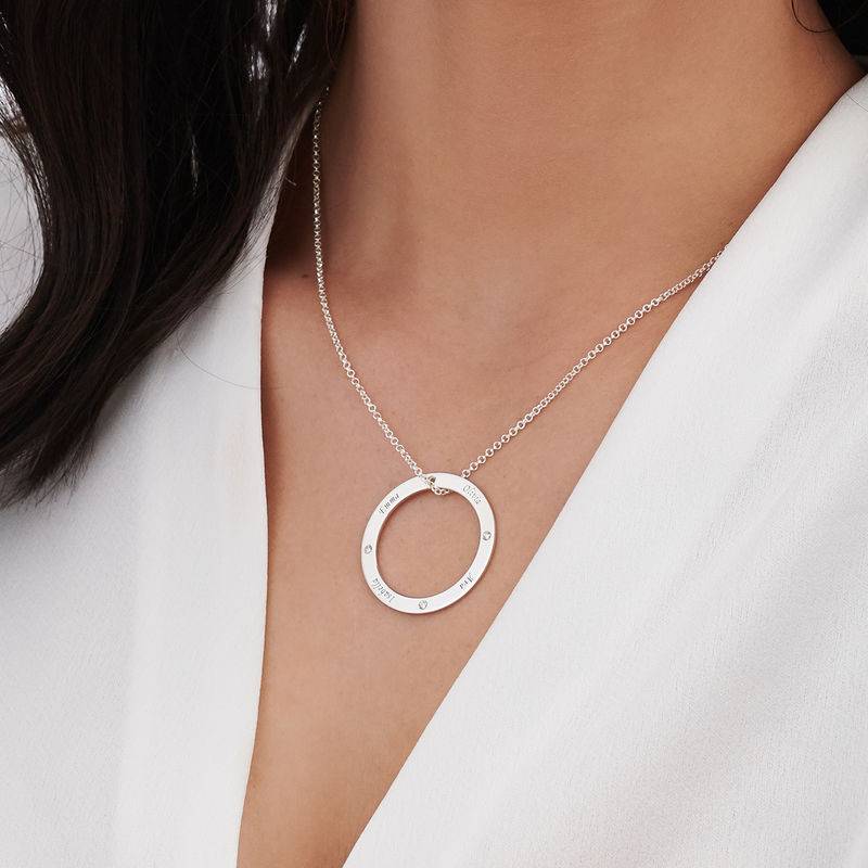 Engraved Family Circle Necklace for Mum in Sterling Silver-2 product photo
