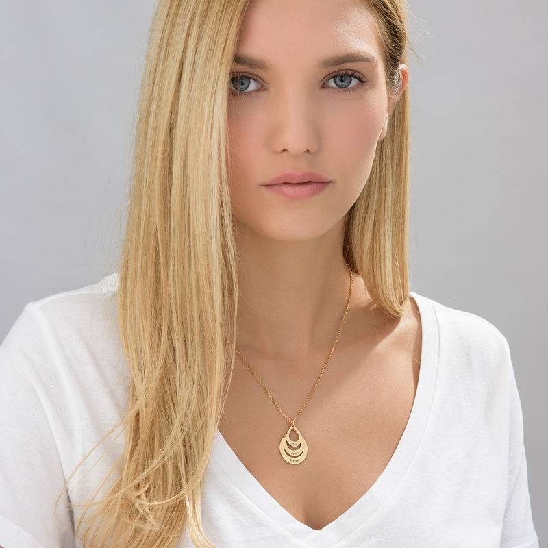Engraved Family Necklace Drop Shaped in 18ct Gold Vermeil-5 product photo