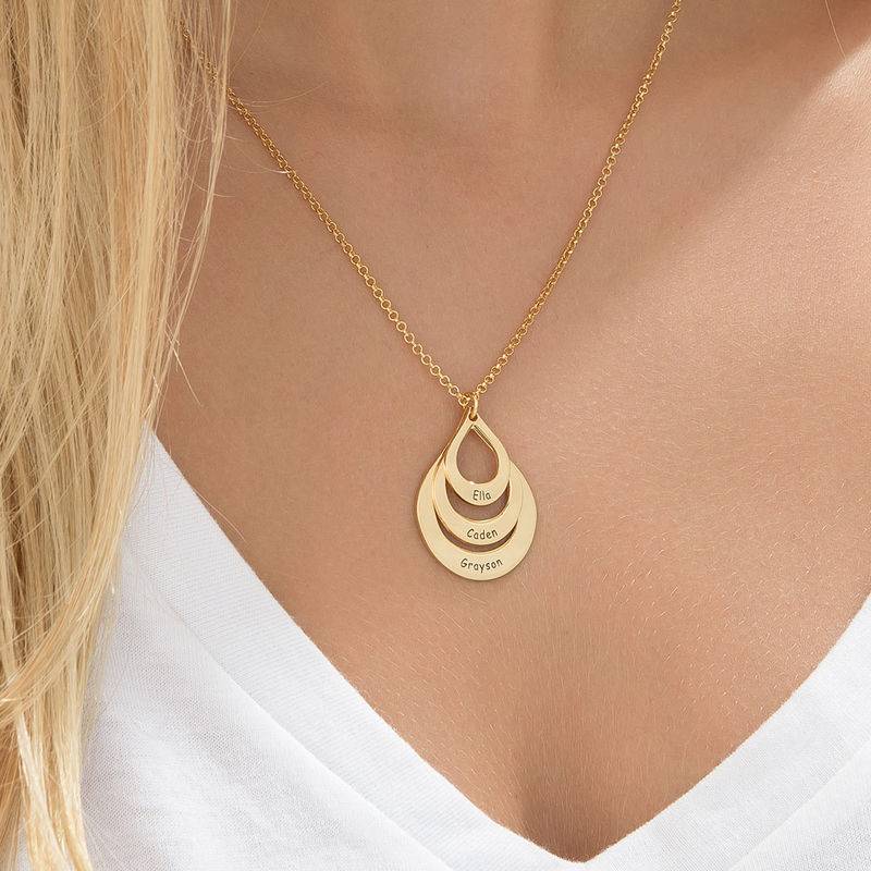Engraved Family Necklace Drop Shaped in 18k Gold Vermeil-4 product photo