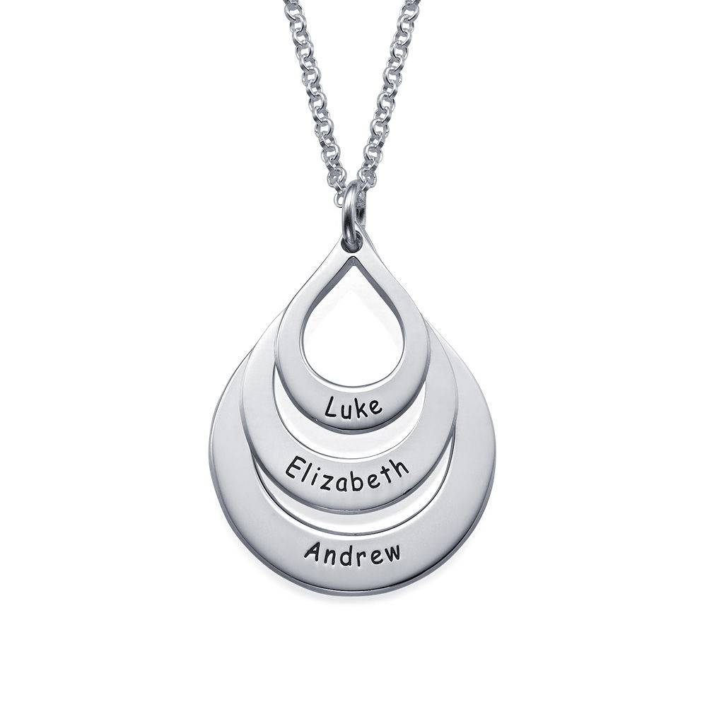 Engraved Family Necklace Drop Shaped in Premium Silver-3 product photo