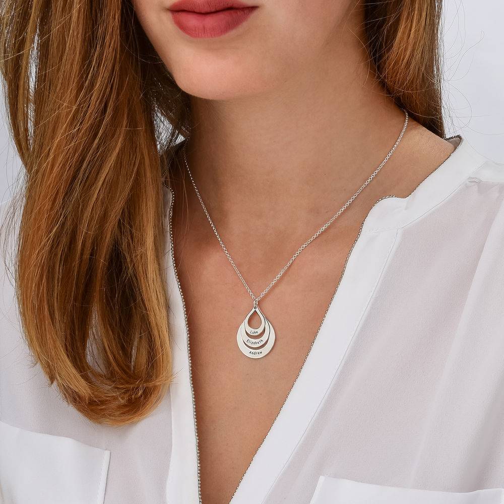 Engraved Family Necklace Drop Shaped in Premium Silver product photo