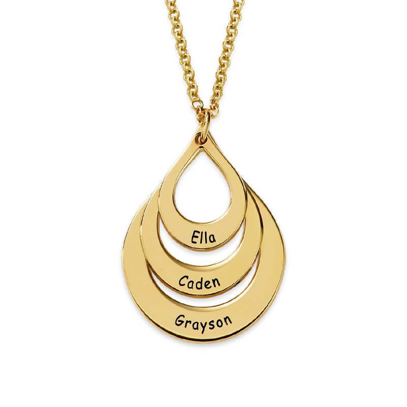 Engraved Family Necklace Drop Shaped in Gold Plating product photo