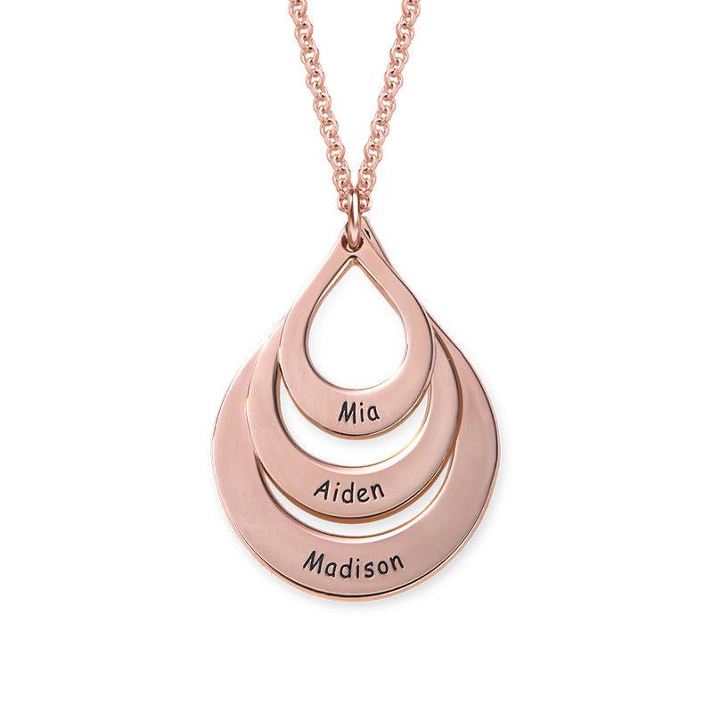 Engraved Family Necklace Drop Shaped in 18ct Rose Gold Plating-5 product photo