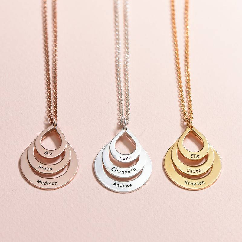 Engraved Family Necklace Drop Shaped in 18ct Rose Gold Plating-4 product photo