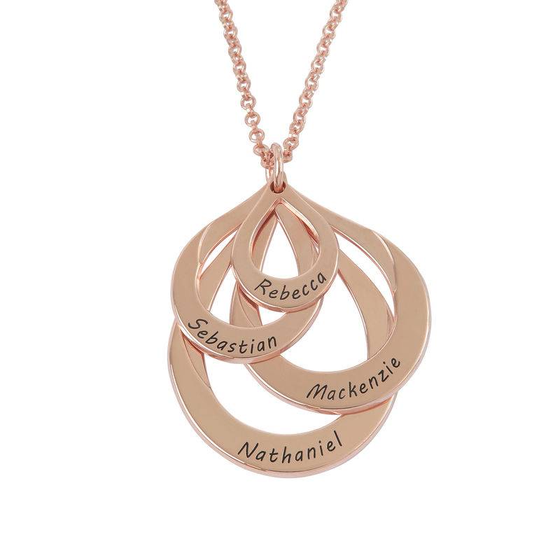 Engraved Family Necklace – Four Drops in 18ct Rose Gold Plating-2 product photo