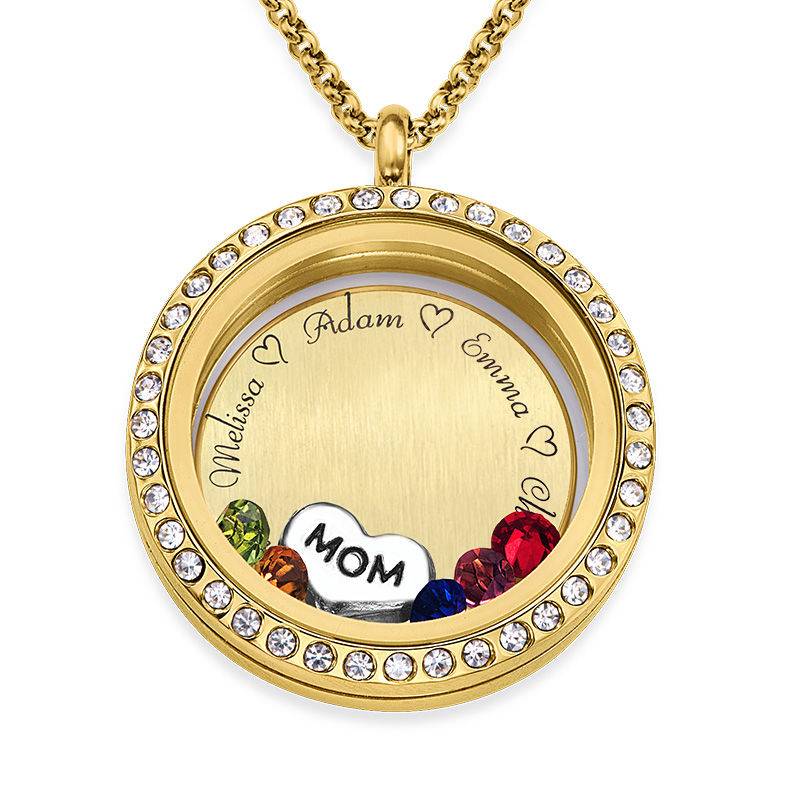 Engraved Floating Charms Locket in Gold Plating - For Mum or Grandma product photo