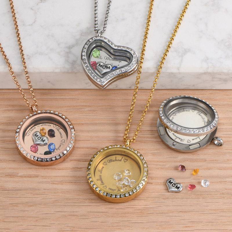 Engraved Floating Charms Locket - "For Mum" with Gold Plating product photo