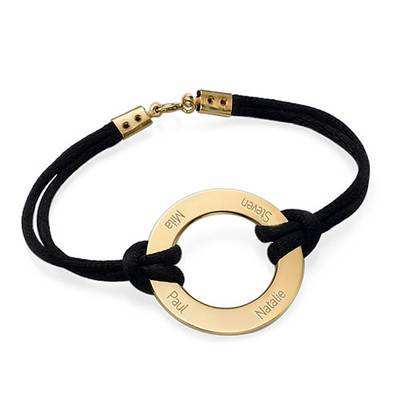 Engraved Gold Plated Infinity Circle Cord Bracelet product photo