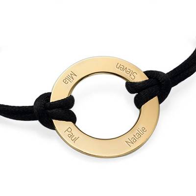 Engraved Gold Plated Infinity Circle Cord Bracelet product photo