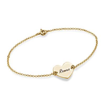 18ct Gold Plated Engraved Heart Couples Bracelet product photo