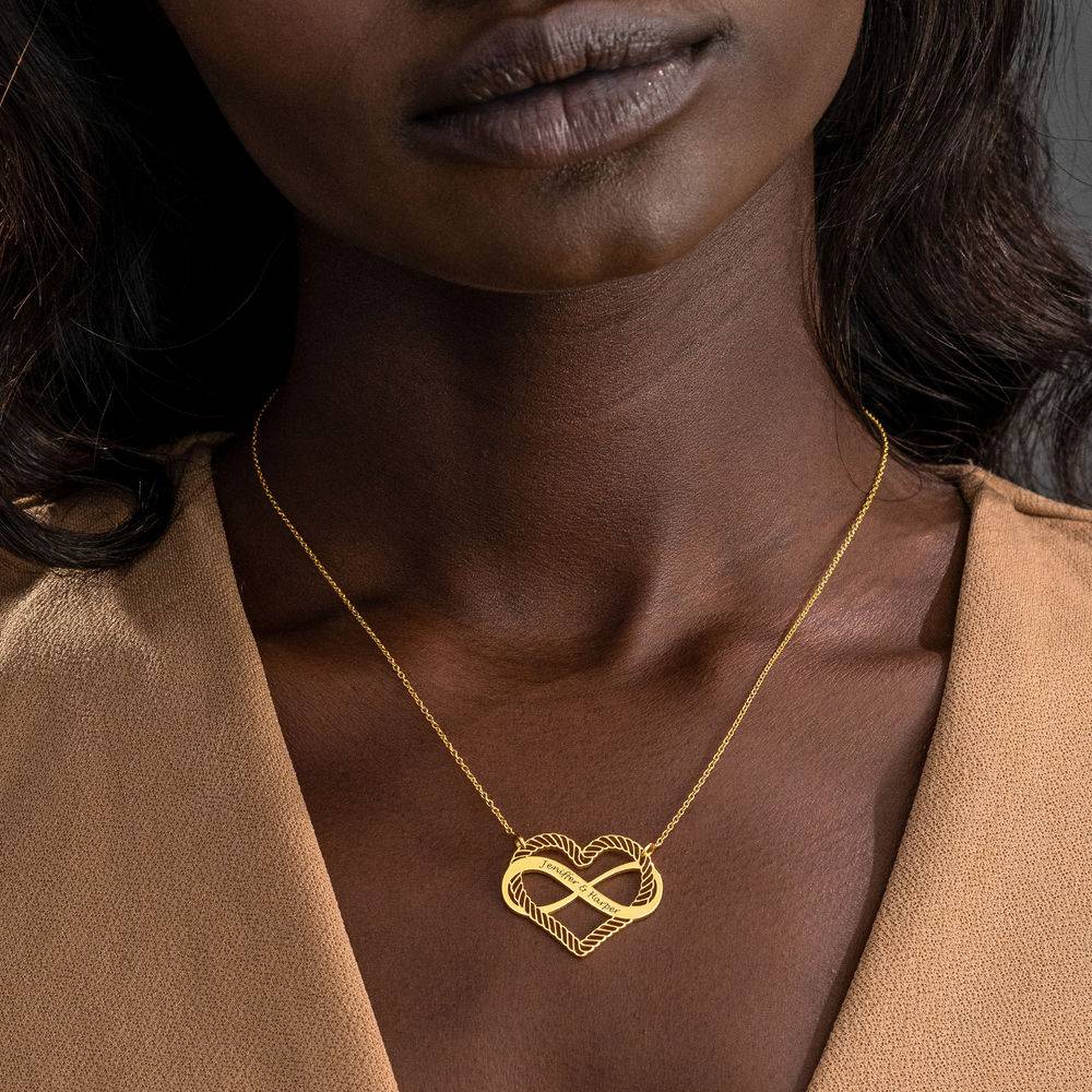 Engraved Heart Infinity Necklace in 18ct Gold Plating-3 product photo