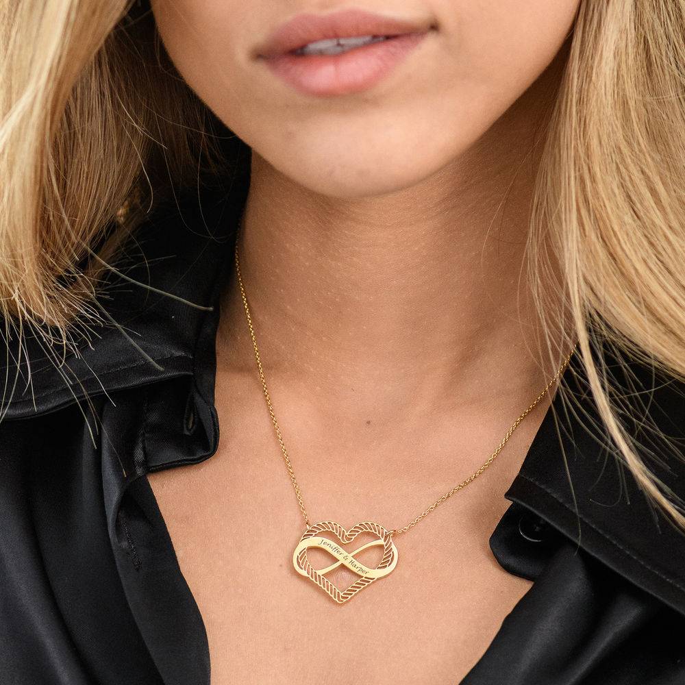 Engraved Heart Infinity Necklace in Gold Plating-5 product photo