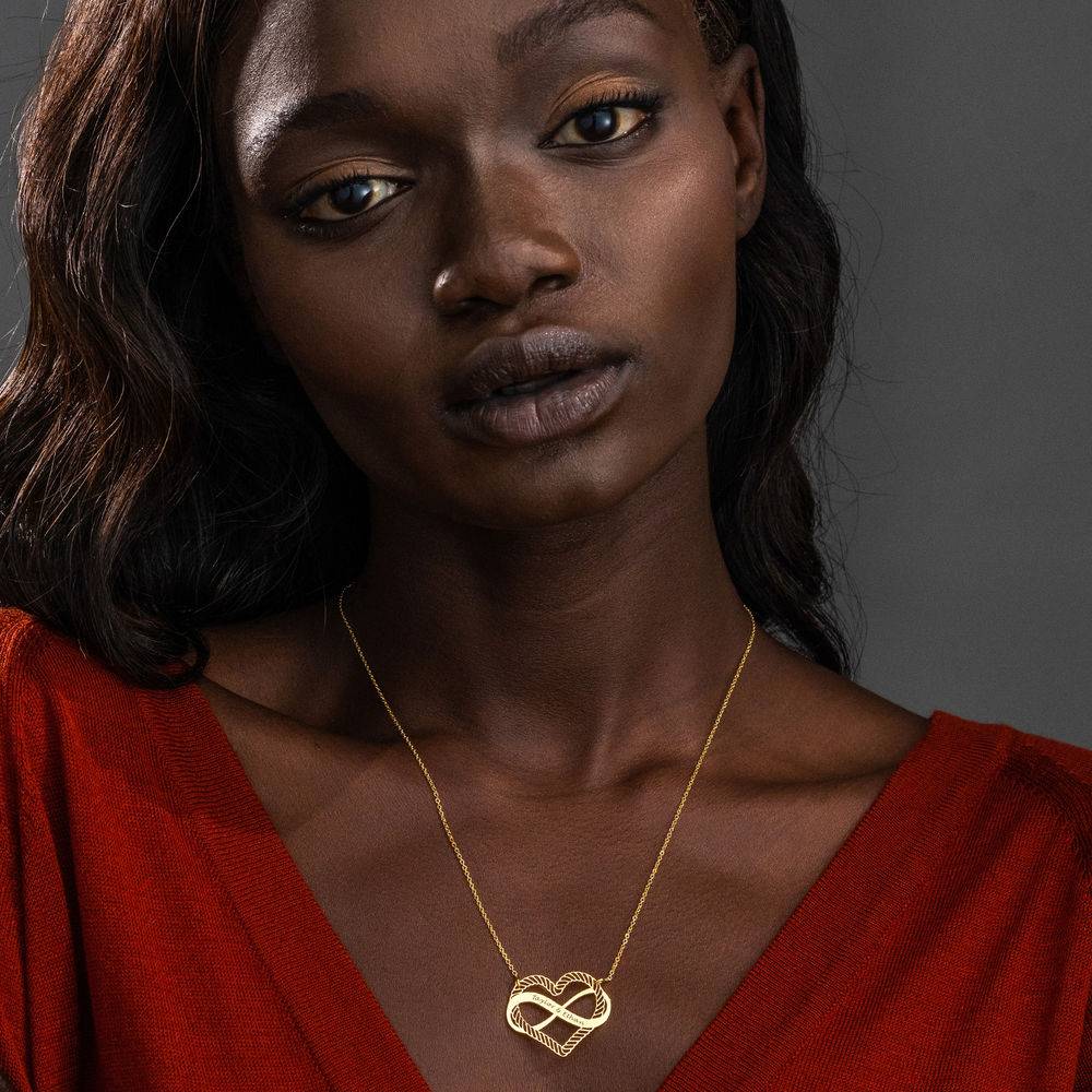 Hjerte Infinity halskæde med navn i Guld Vermeil-5 produkt billede