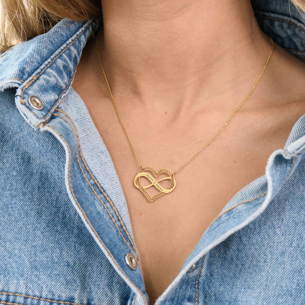 Engraved Heart Infinity Necklace in 18ct Gold Vermeil-4 product photo