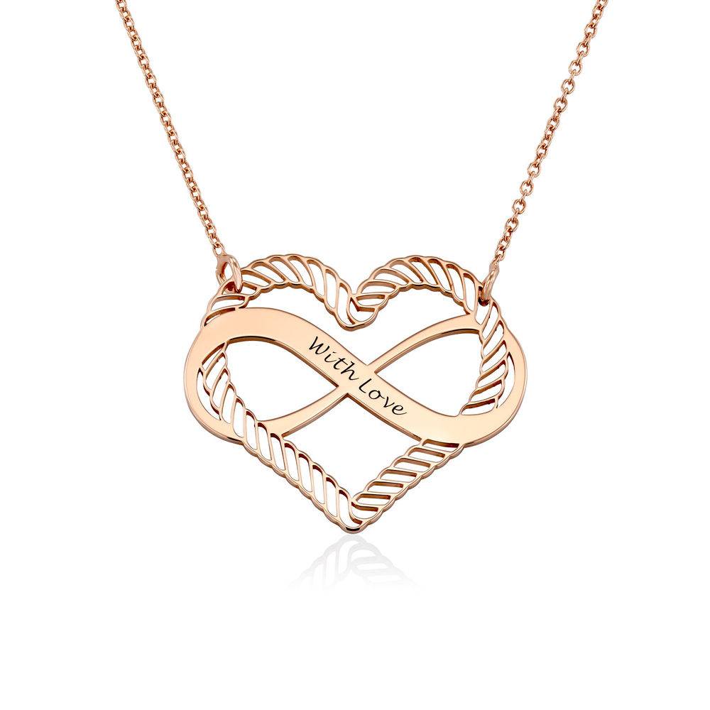 Engraved Heart Infinity Necklace in 18ct Rose Gold Plating product photo