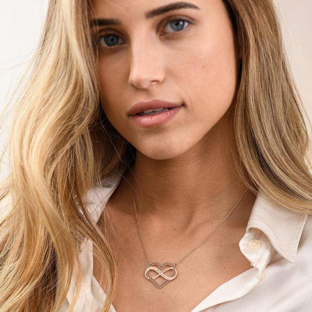 Halsband med Hjärta och Infinity-Symbol i 18k Roseguldplätering-3 produktbilder