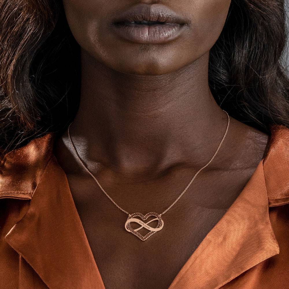 Engraved Heart Infinity Necklace in 18ct Rose Gold Plating-5 product photo