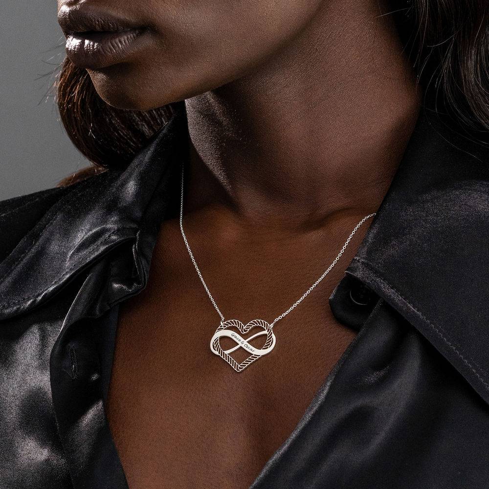 Engraved Heart Infinity Necklace in Sterling Silver-4 product photo