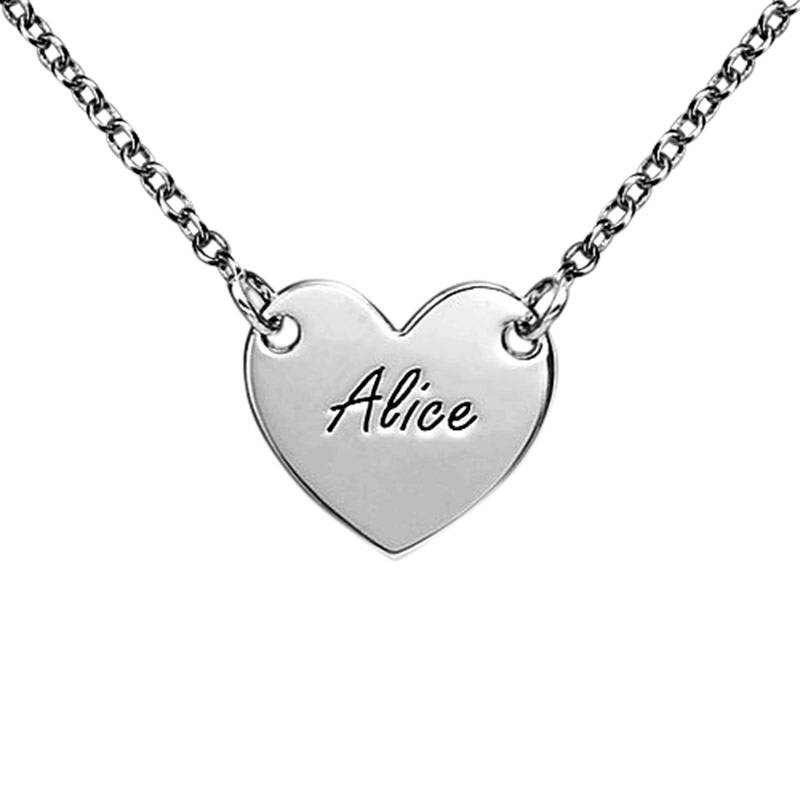 Engraved Heart Necklace for Teens in Sterling Silver-3 product photo