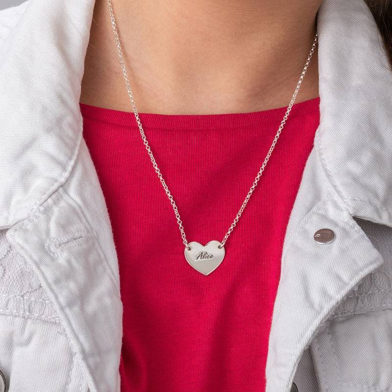 Engraved Heart Necklace for Teens in Sterling Silver-2 product photo