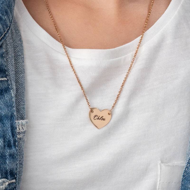 Engraved Heart Necklace with 18ct Rose Gold Plating for Teens-3 product photo