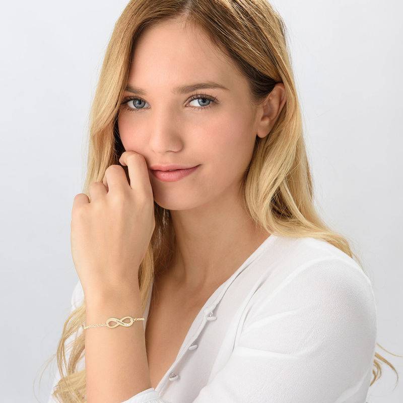 Engraved Infinity Bracelet with Diamond in 18ct Gold Plating-1 product photo