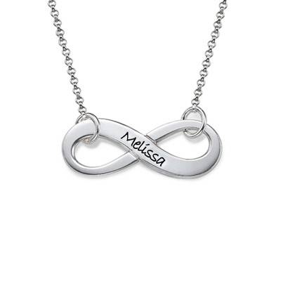 Engraved Silver Infinity Necklace product photo