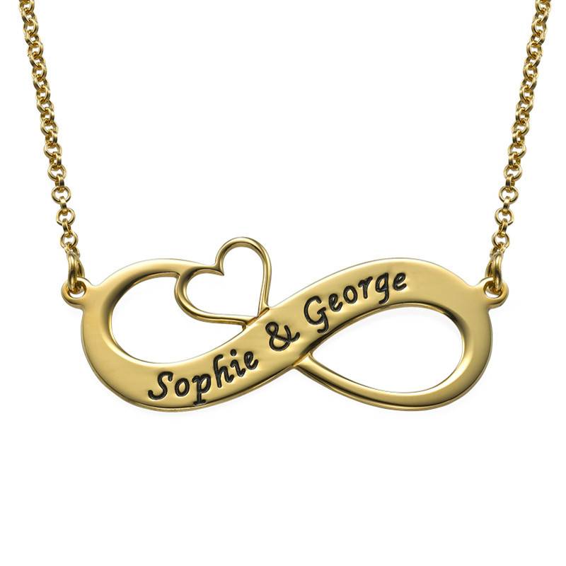 Engraved Infinity Necklace with Cut Out Heart with in 18ct Gold Plating-1 product photo