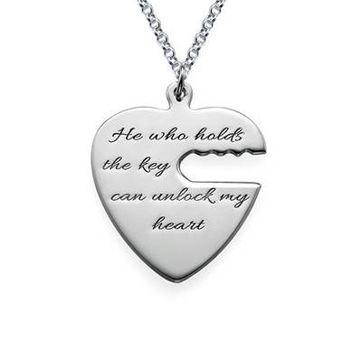 Engraved Key to My Heart Necklace in Sterling Silver-3 product photo